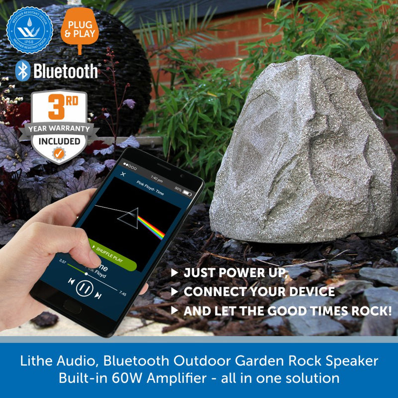 Lithe Audio, Garden Rock Speaker Bluetooth and Built in 60W Amplifier