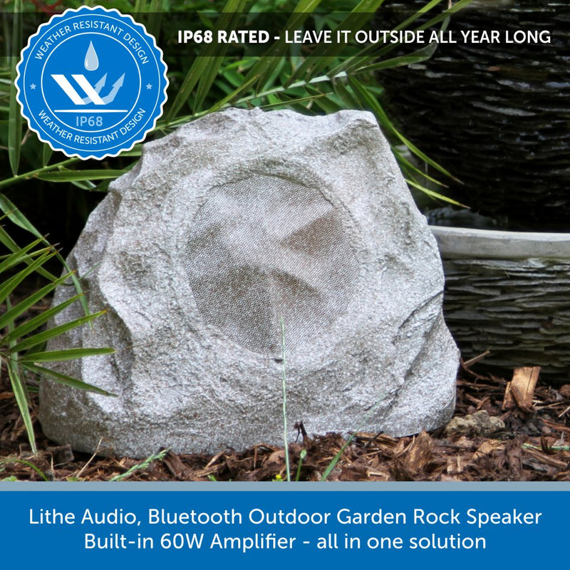 Lithe Audio, Garden Rock Speaker Bluetooth and Built in 60W Amplifier