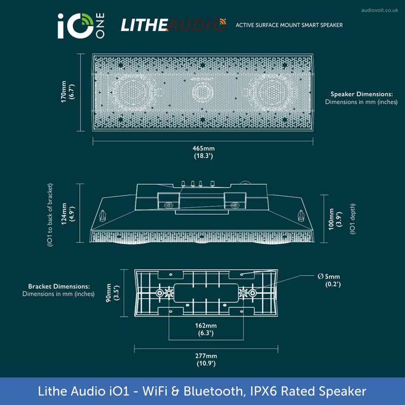 Lithe Audio iO1 Wireless Indoor / Outdoor Waterproof Speaker | WiFi, Bluetooth, AirPlay, Chromecast Built-in