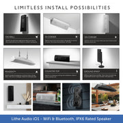 Lithe Audio iO1 Wireless Indoor / Outdoor Waterproof Speaker | WiFi, Bluetooth, AirPlay, Chromecast Built-in