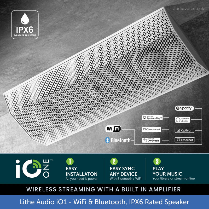 Lithe Audio iO1 Wireless Indoor / Outdoor Waterproof Speaker | WiFi, Bluetooth, AirPlay, Chromecast Built-in