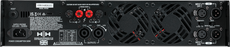 HH Electronics M-750D 2 x 750W Power Amplifier, 4/8 Ohms