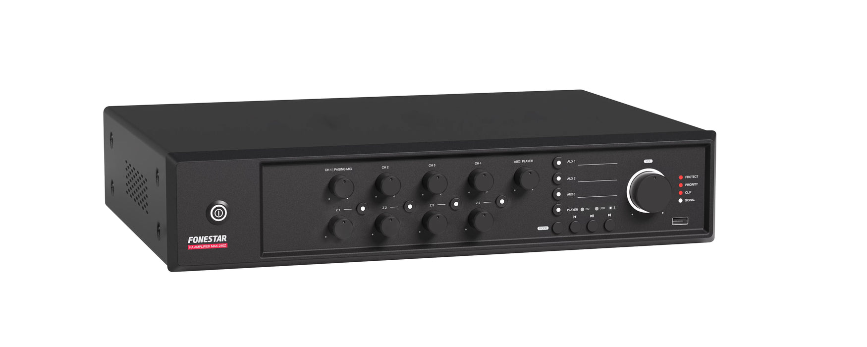 Fonestar MAX-240Z 4-Zone 240W Mixer Amplifier with FM & USB Media Player