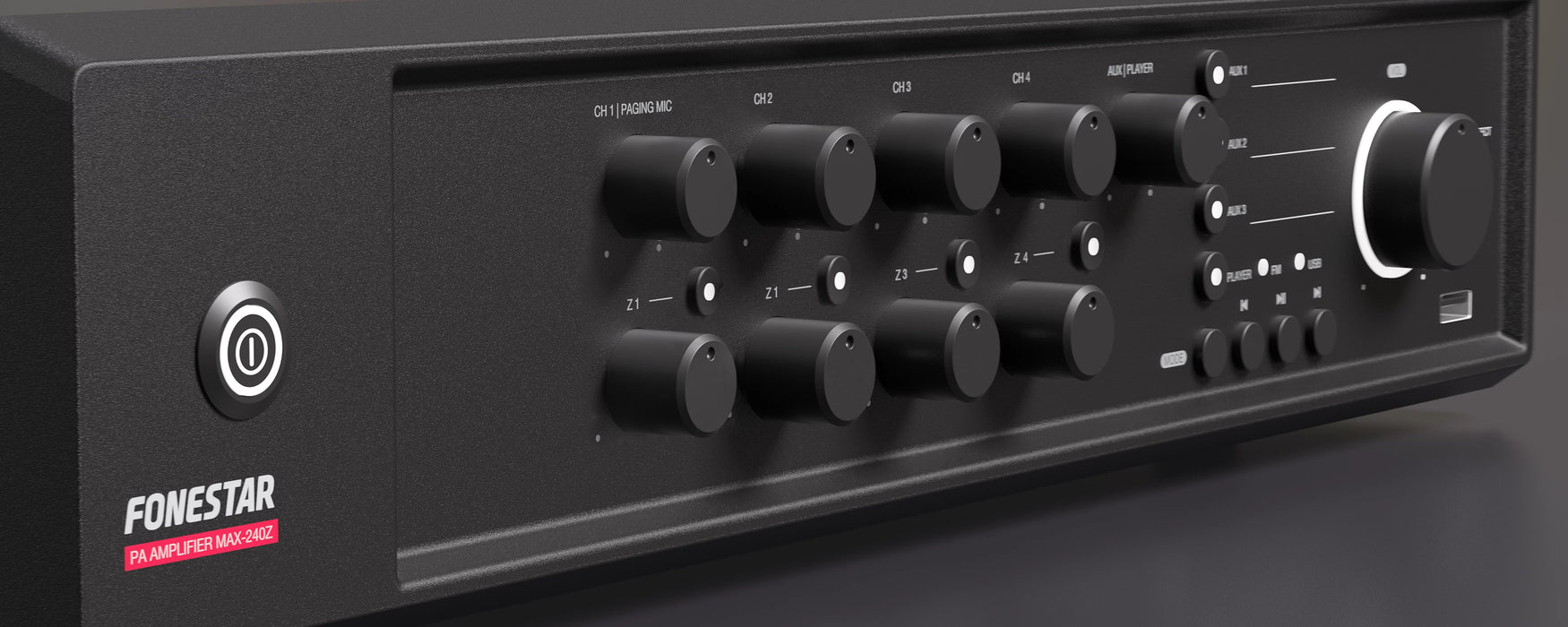 Fonestar MAX-240Z 4-Zone 240W Mixer Amplifier with FM & USB Media Player