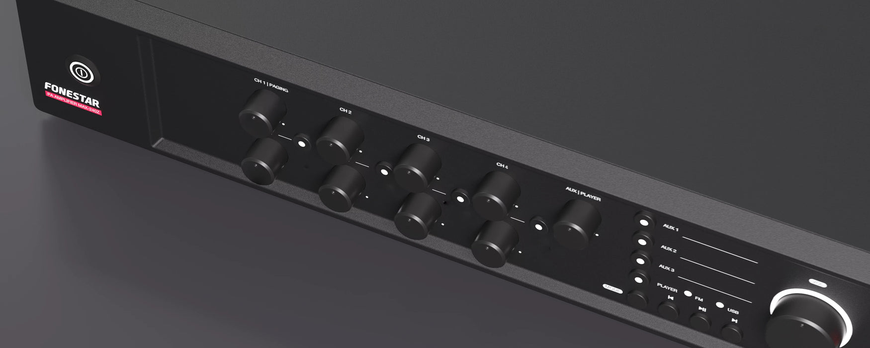 Fonestar MAX-240Z 4-Zone 240W Mixer Amplifier with FM & USB Media Player