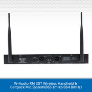 W-Audio RM 30T Wireless Handheld & Beltpack Mic System(863.1mHz/864.8mHz)