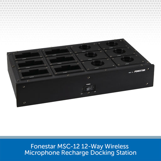 Fonestar MSC-12 12-way wireless microphone recharge docking station on a white background