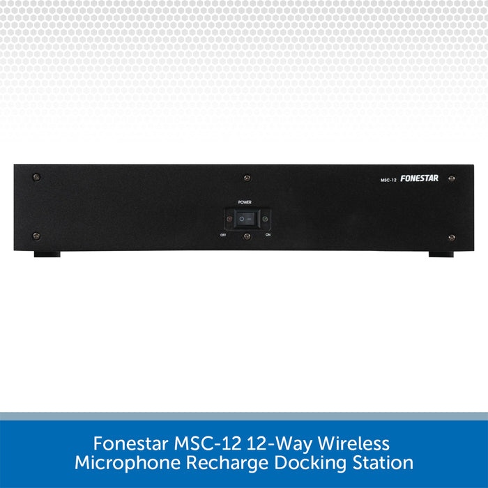 Fonestar MSC-12 12-way wireless microphone recharge docking station on a white background