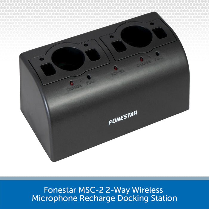 Fonestar MSC-2 2-way wireless microphone recharge docking station on a white background