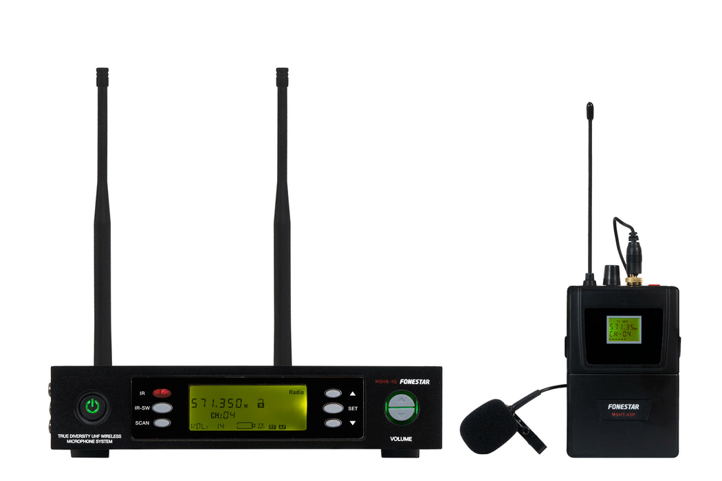 Fonestar MSH-883-631 UHF Wireless Lavalier Mic System with Rechargeable Beltpack (631-645 MHz)