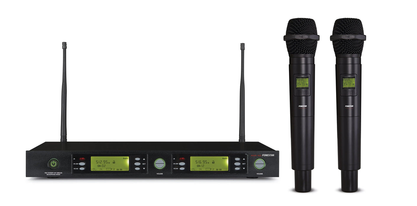 Fonestar MSH-895-631 Dual UHF Wireless Handheld Rechargeable Microphone System (631-645 MHz)
