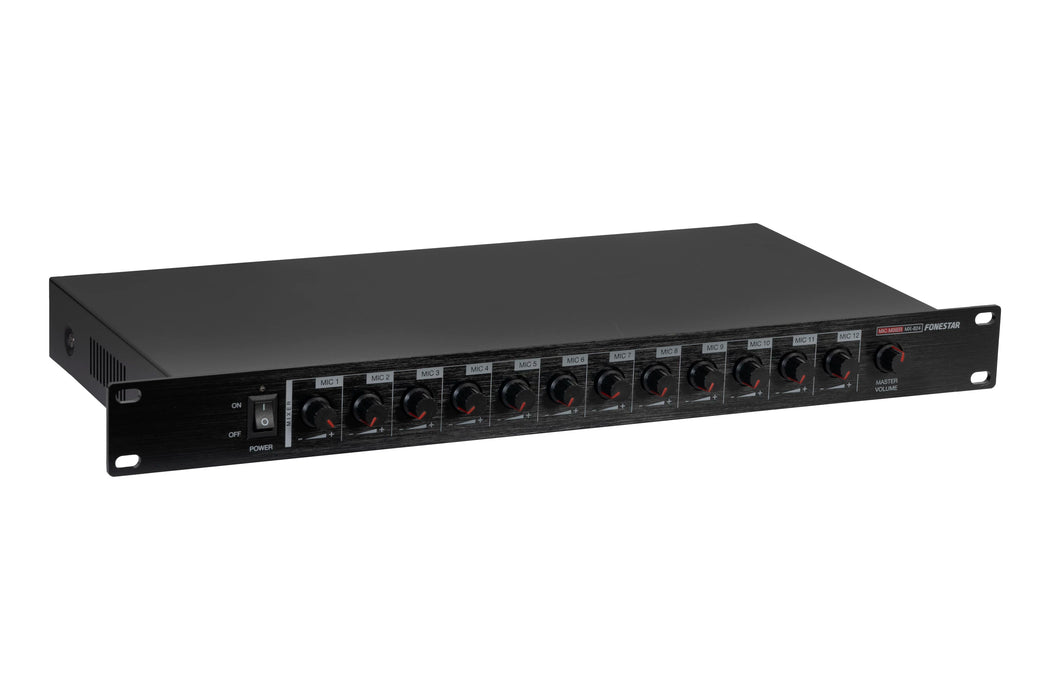 Fonestar MX-824 12-Channel Microphone Mixer with Phantom Power