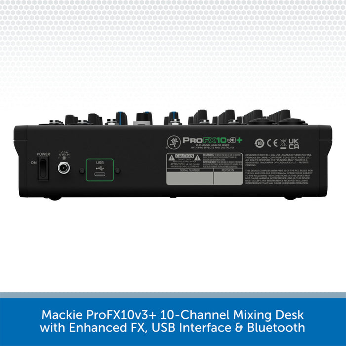 Mackie ProFX10v3+ 10-Channel Mixing Desk with Enhanced FX, USB Interface & Bluetooth