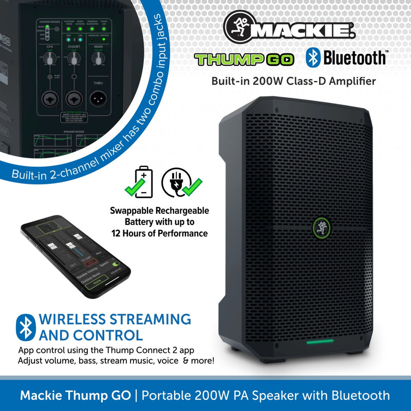Mackie Thump GO, Portable Battery-Powered 200W PA Speaker with Bluetooth Built-in