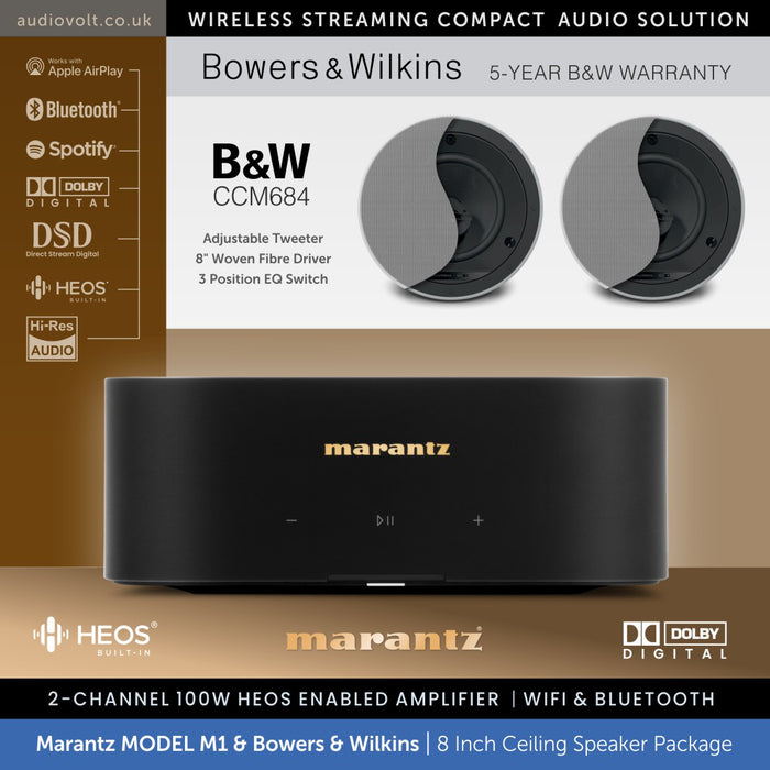 Marantz MODEL M1 & 2 x Bowers & Wilkins CCM684 8" Ceiling Speaker Package