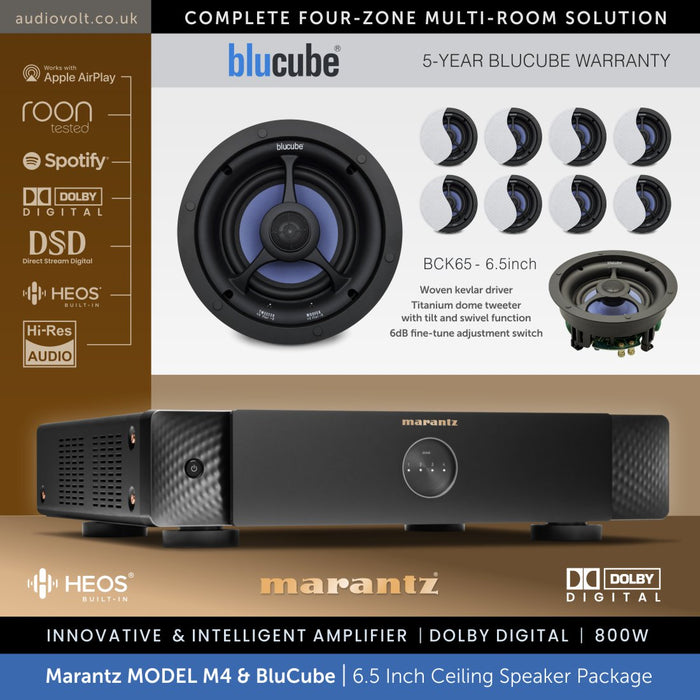 Marantz MODEL M4 & 8 x BluCube BCK65 6.5" Ceiling Speaker Package