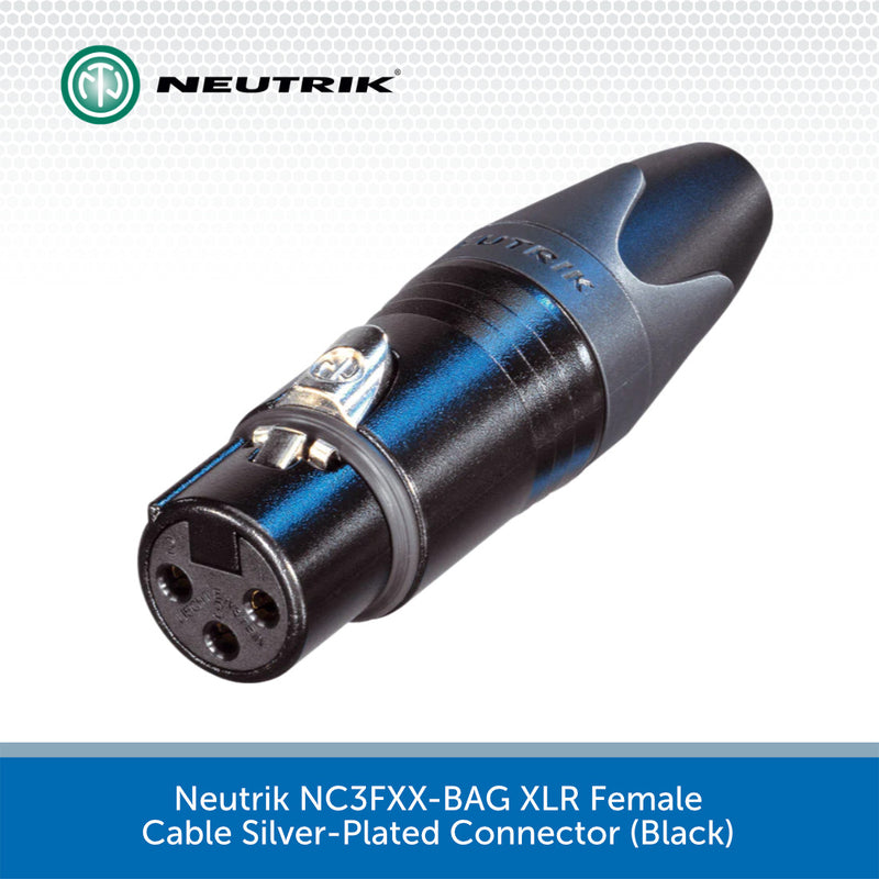 Neutrik NC3MXX-BAG XLR Male Cable Silver-Plated Connector (Black)