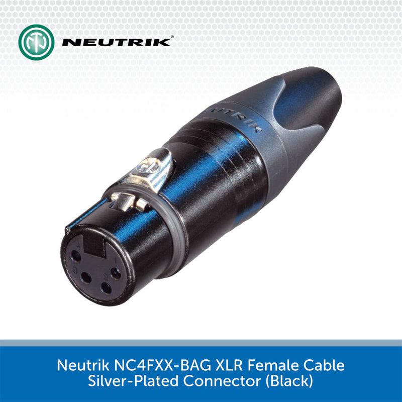 Neutrik NC4FXX-BAG XLR Female Cable Silver-Plated Connector (Black)