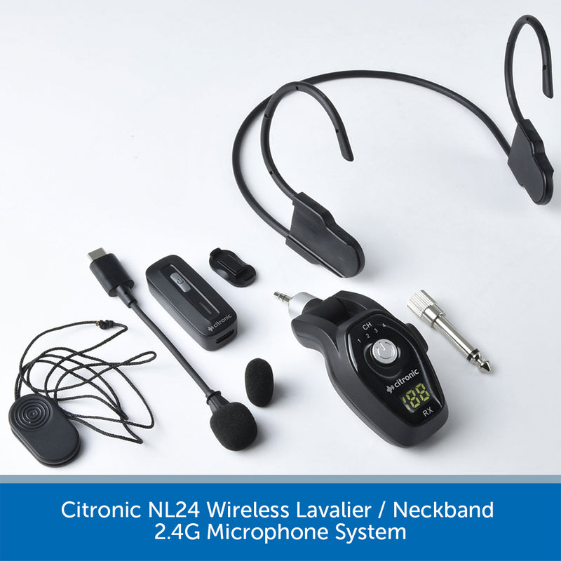 Citronic NL24 Wireless Lavalier/Neckband 2.4G Microphone System on a white background