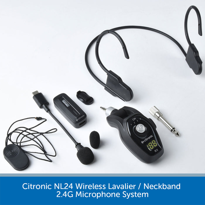 Citronic NL24 Wireless Lavalier/Neckband 2.4G Microphone System on a white background
