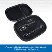 Citronic NL24 Wireless Lavalier/Neckband 2.4G Microphone System in a black case on a light gray background.
