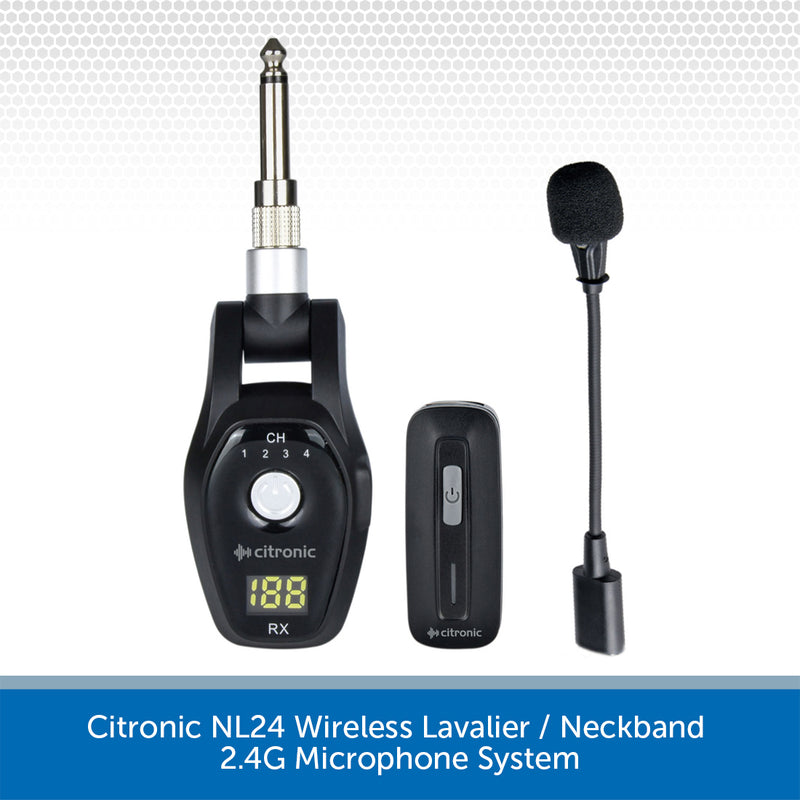 Citronic NL24 Wireless Lavalier/Neckband 2.4G Microphone System on a white background