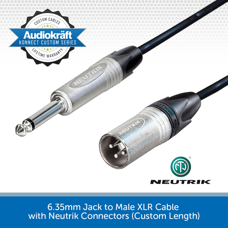 AudioKraft Konnect Custom Series | Premium Male XLR to Mono 6.35mm Cable