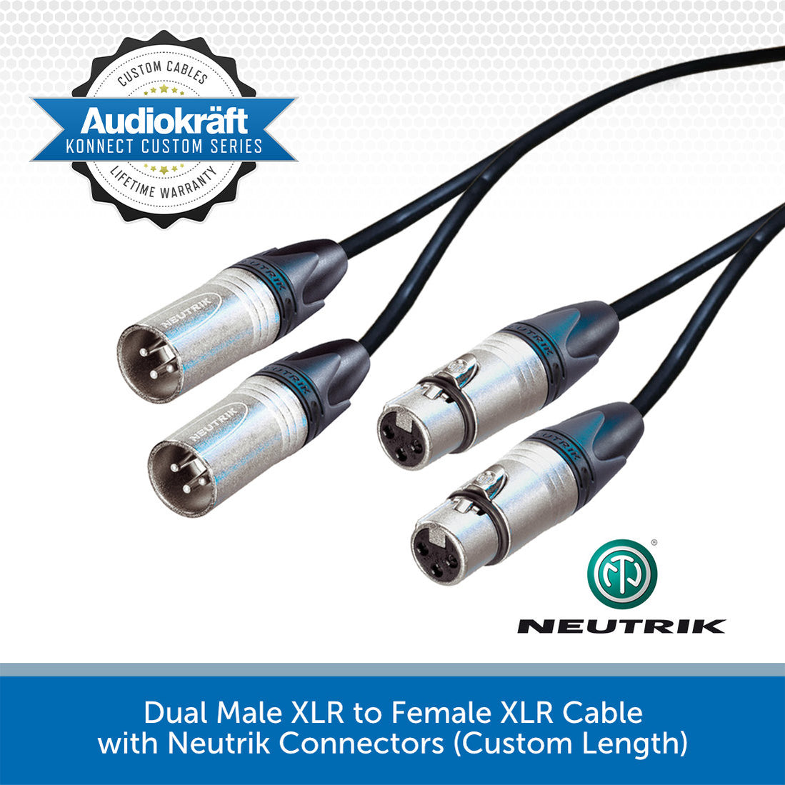 AudioKraft Konnect Custom Twin Male XLR - Female XLR Cable | Audio Volt