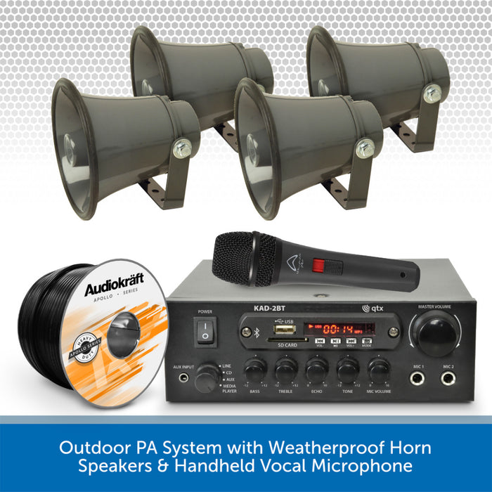 Outdoor PA Speaker System with Handheld Microphone Audio Volt