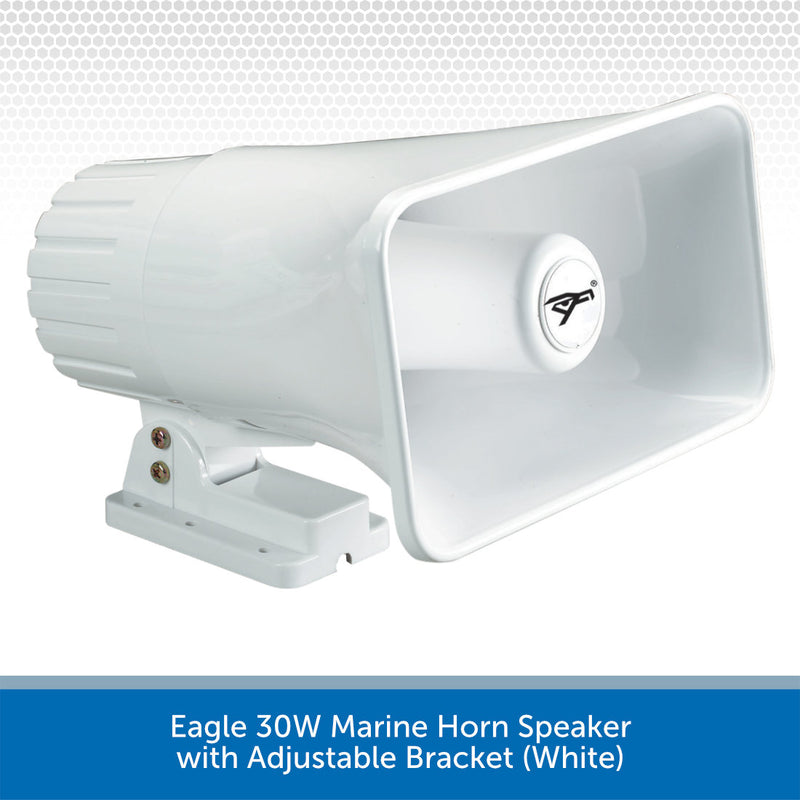 Eagle 30W Marine Horn Speaker with Adjustable Bracket (White)