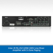 Inter-M PA-212 120W 100V Line Mixer Amplifier with 5-Zone Paging