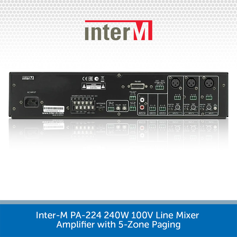 Inter-M PA-224 240W 100V Line Mixer Amplifier with 5-Zone Paging