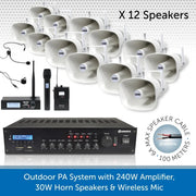 Public Address Speaker Kit with 240W Amplifier, 12 Speakers