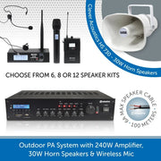 Public Address Speaker Kit with 240W Amplifier