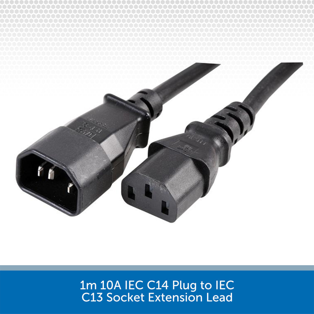 1m 10A IEC C14 Plug to IEC C13 Socket Extension Lead | Audio Volt
