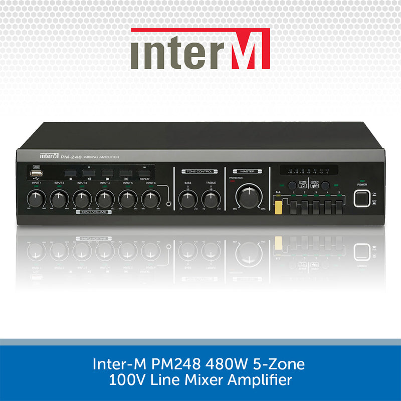 Inter-M PM248 480W 5-Zone 100V Line Mixer Amplifier