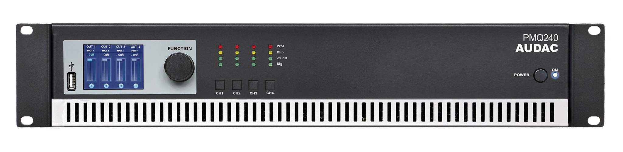 AUDAC PMQ240 - WaveDynamics™ 4 x 240W Quad-Channel Power Amplifier 70V/100V/8Ω