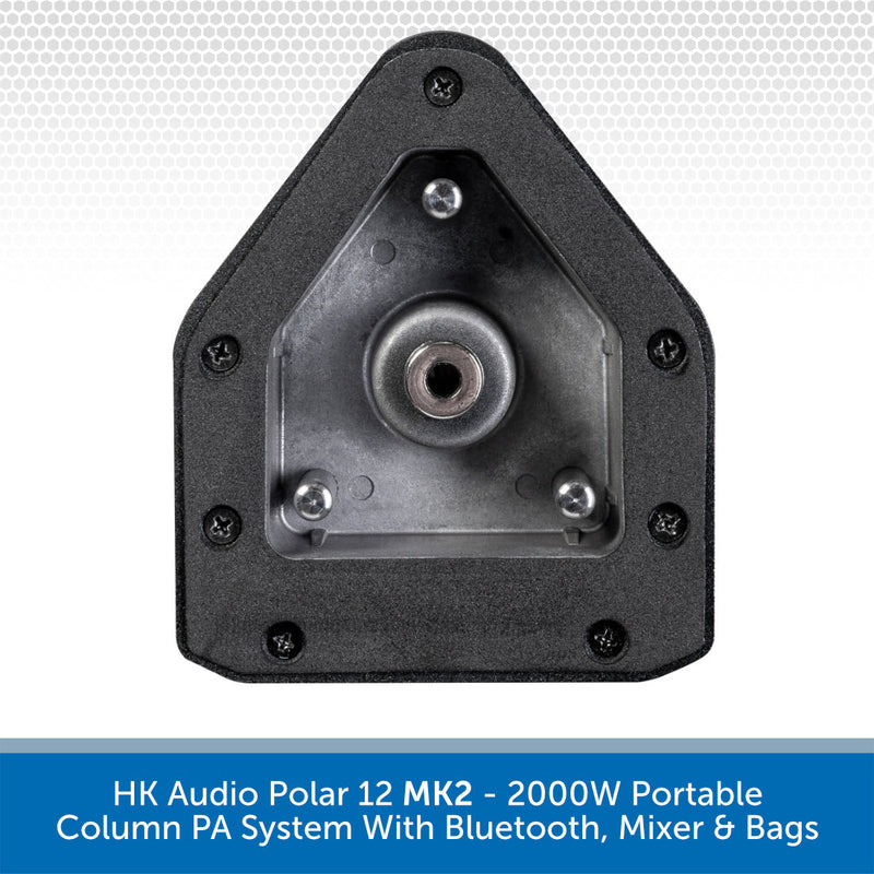 Black audio component with text about HK Audio Polar 12 MK2 portable PA system