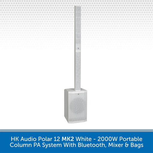 HK Audio Polar 12 MK2 White portable column PA system on a white background