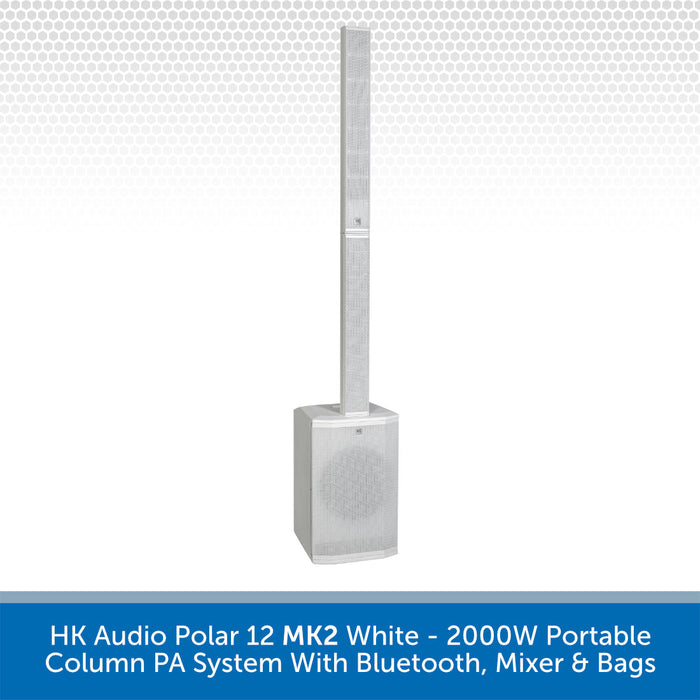 HK Audio Polar 12 MK2 White portable column PA system on a white background