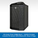 Black HK Audio Polar 8 MK2 portable column PA system with a mesh front grille, shown on a white background with a blue text banner at the bottom.