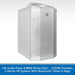 White HK Audio Polar 8 MK2 portable column PA system with a perforated front grille and top handle, shown on a light gray patterned background with a blue text banner at the bottom.