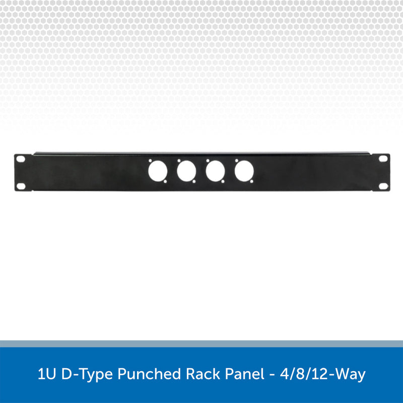 1U 19" D-Type Punched Rack Panel - 4, 8, 12-Way