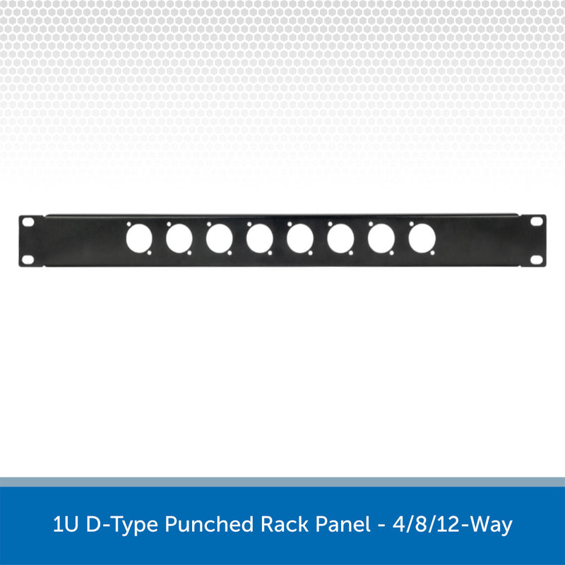 1U 19" D-Type Punched Rack Panel - 4, 8, 12-Way