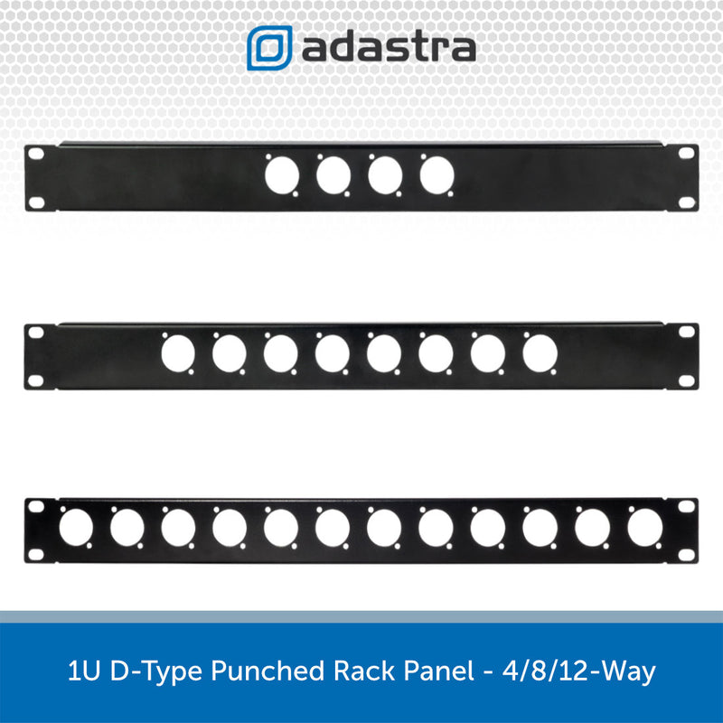 1U 19" D-Type Punched Rack Panel - 4, 8, 12-Way