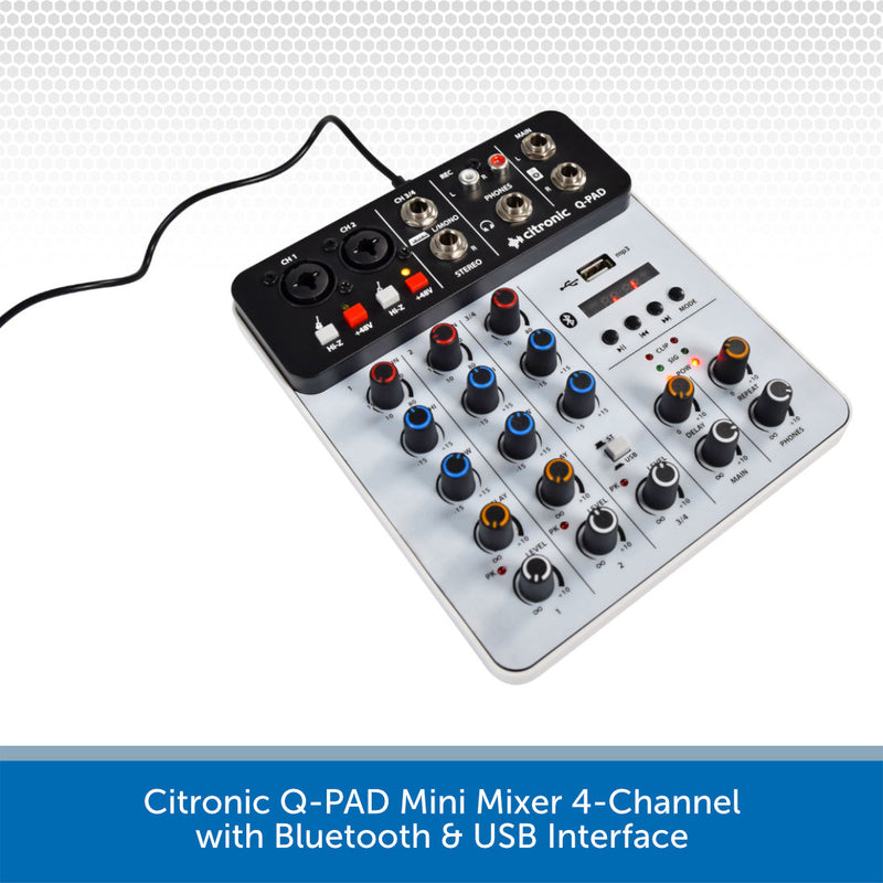 Citronic Q-PAD Mini Mixer 4-Channel with Bluetooth & USB Interface