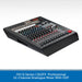 Professional 12-channel analogue mixer with DSP on a white background