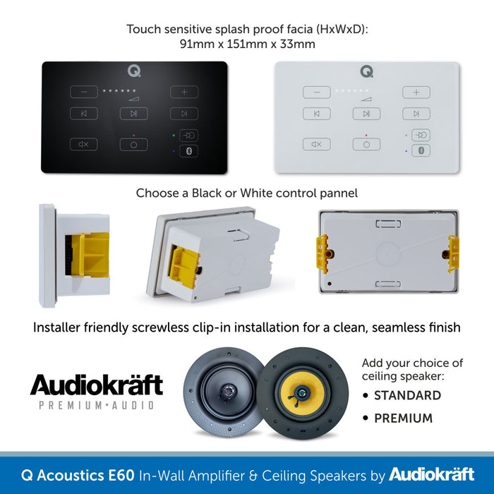 Q Acoustics E60 - Bluetooth In-Ceiling Speaker System with Audiokraft Speakers