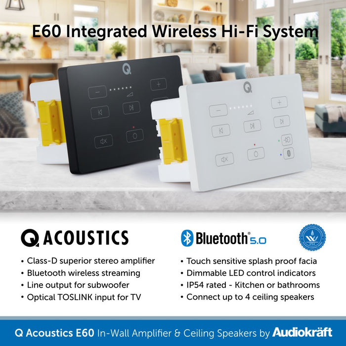 Q Acoustics E60 - Bluetooth In-Ceiling Speaker System with Audiokraft Speakers