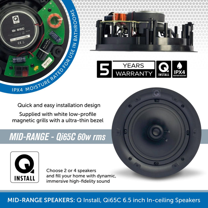 Q Acoustics E60 - Bluetooth In-Ceiling Speaker System with Q Install Speakers